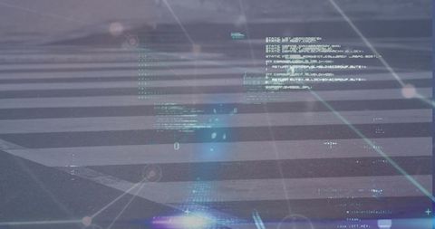 Futuristic Crosswalk with Digital Code Overlay