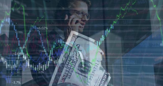 Business Professional Analyzing Financial Market with Dollar Bill and Graph Overlay - Download Free Stock Images Pikwizard.com