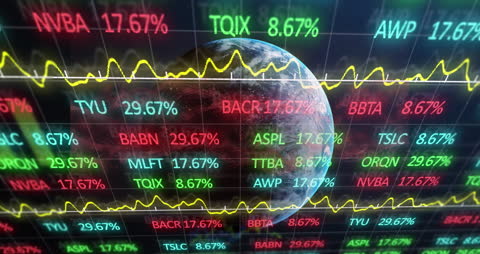Rotating Globe with Financial Data and Graphs Illustrating Global Economy