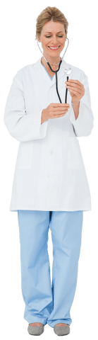 blonde doctor inspecting stethoscope on transparent background - Download Free Stock Videos Pikwizard.com