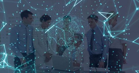 Collaborating Professionals Analyzing Digital Network in Office