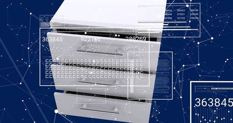 Displaying multifunction printer with telemetry overlay and network visualization