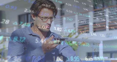 Businessman Analyzing Stock Market Trends with Smartphone