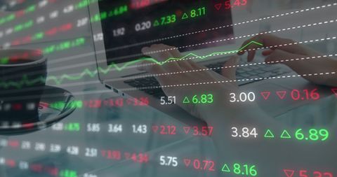 Financial Analytics Data Processing with Woman Using Laptop