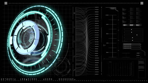 Futuristic Digital Interface with Data Scanning Animation