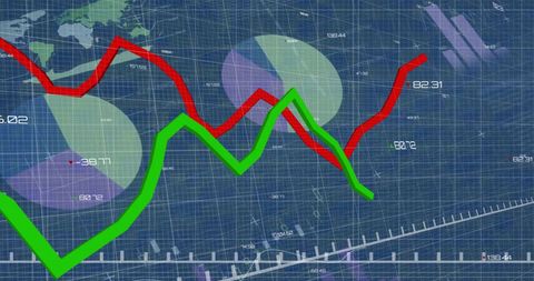 Dynamic Financial Data Graph with Global Grid Background - Download Free Stock Images Pikwizard.com