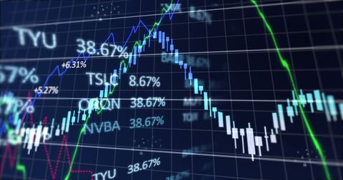 Dynamic Stock Market Analysis with Blue Graphs and Percentages - Download Free Stock Images Pikwizard.com