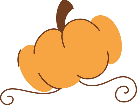 Stylized Autumn Cartoon Pumpkin with Decorative Vines
