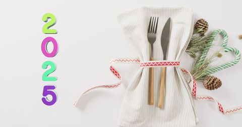 Festive Holiday Table Setting with 2025 New Year Theme - Download Free Stock Images Pikwizard.com