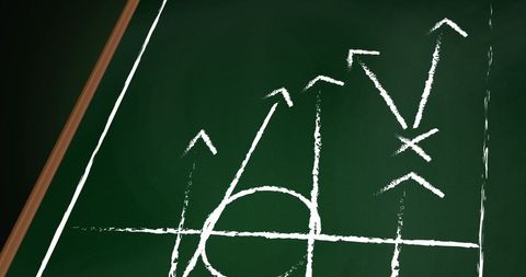 Chalkboard strategy plan for team play tactics expertise