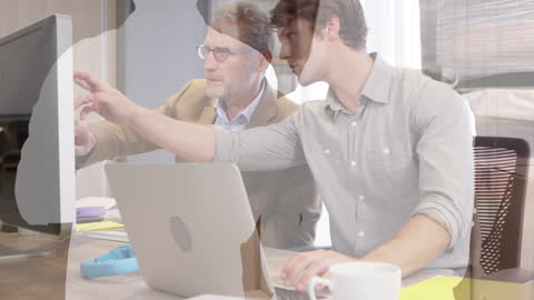 Collaboration in Modern Technology Firm with Digital Overlays