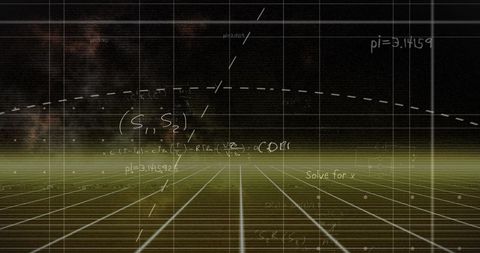 Digital Overlay of Complex Mathematical Equations on Sci-Fi Grid - Download Free Stock Images Pikwizard.com