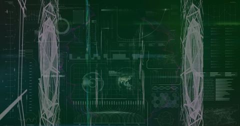 digital data network interface with green thematic elements - Download Free Stock Images Pikwizard.com