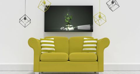 Modern Living Room with Futuristic Digital Decor and Art - Download Free Stock Images Pikwizard.com