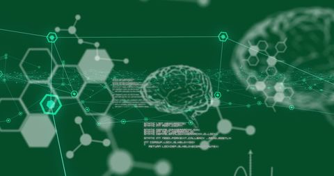 Digital Brain Network Visualization with Green Hexagons - Download Free Stock Images Pikwizard.com