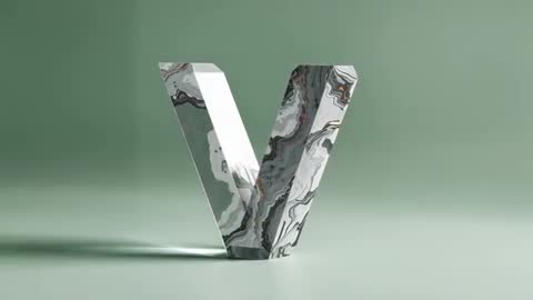 Marble Faceted V Sculpture in Minimalist Animation