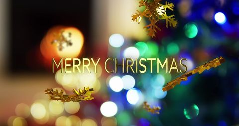 Merry Christmas Festive Greeting with Golden Snowflakes - Download Free Stock Images Pikwizard.com