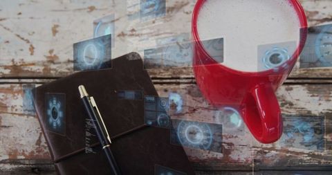 Digital Interface with Notebook, Futuristic Workspace Concept