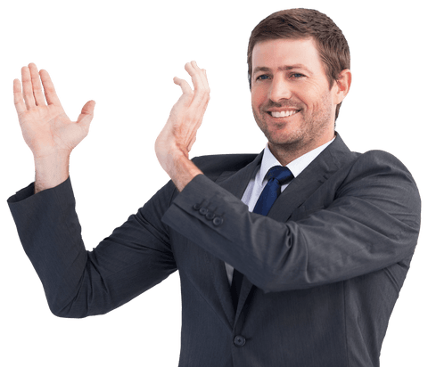 confident businessman demonstrating gesture on transparent background - Download Free Stock Videos Pikwizard.com