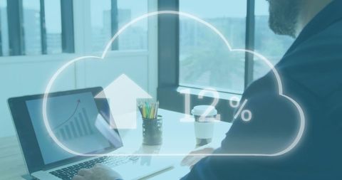 Businessman Analyzing Cloud Growth Statistics