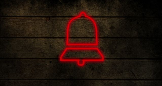 Neon Bell Icon on Rustic Brick Wall - Download Free Stock Images Pikwizard.com