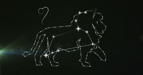 Leo Constellation Outline in Starry Night Sky