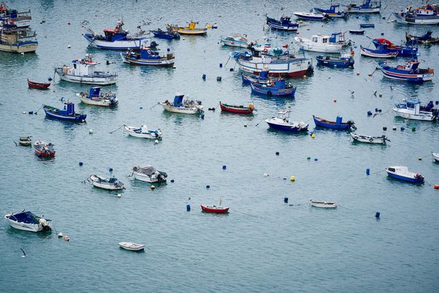 Colorful Fishing Boats Anchored in the Bay - Download Free Stock Photos Pikwizard.com