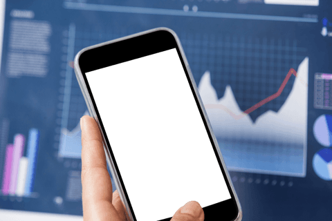 Hand Holding Transparent Mobile Phone with Business Graph in Background - Download Free Stock Videos Pikwizard.com