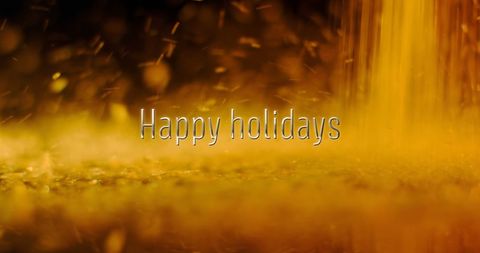 Festive Happy Holidays Text with Falling Orange Particles