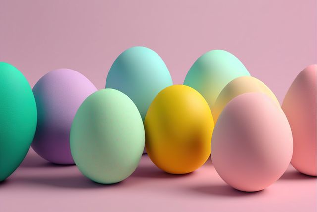Rows of colourful easter eggs on pink background, created using generative ai technology - Download Free Stock Photos Pikwizard.com