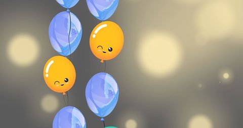 Colorful Balloons with Cute Faces Celebrating Light Reflections