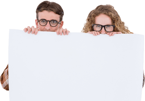 transparent hipster couple holding blank jumbo poster mockup - Download Free Stock Videos Pikwizard.com