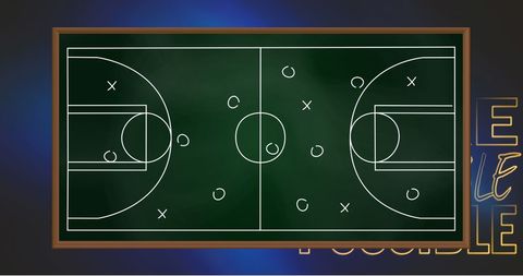 Basketball Tactics Diagram on Chalkboard - Download Free Stock Images Pikwizard.com