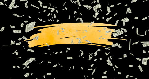 Digital Currency Animation with Falling Dollar Bills