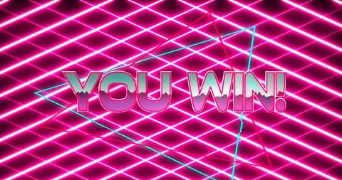 Neon Victory Message with Vibrant Pink Grid