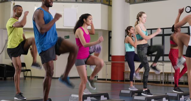 Diverse Group in Aerobics Class Exercising Together in Gym - Download Free Stock Images Pikwizard.com