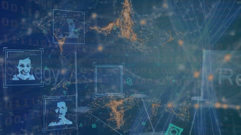 Digital Network with Diverse Faces and Data Visualization