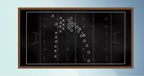 Chalkboard Game Plan with Strategic Football Diagram