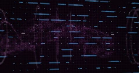 Futuristic digital network with purple node connections