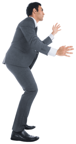 Transparent futuristic businessman in virtual reality interaction