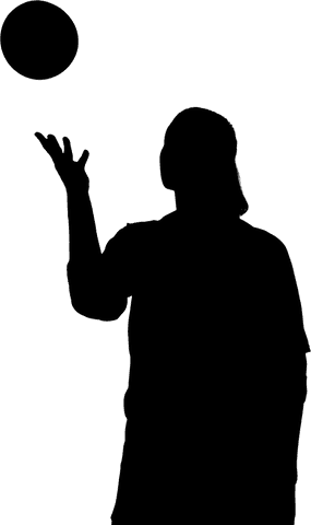 Silhouette of woman throwing ball on transparent background