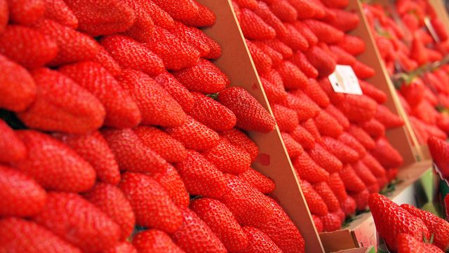 Fresh Strawberries Stacked in Cardboard Boxes at Market - Download Free Stock Photos Pikwizard.com