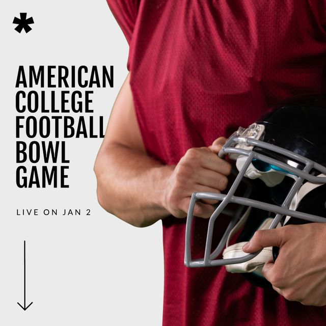 American College Football Player Holding Helmet for Bowl Game Announcement - Download Free Stock Templates Pikwizard.com