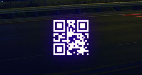 Glowing qr code with light trails for tech and security concepts