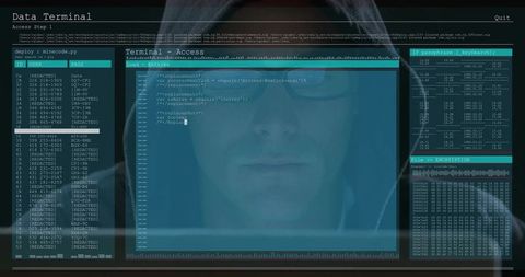 cyber security programmer analyzing data in futuristic interface - Download Free Stock Images Pikwizard.com
