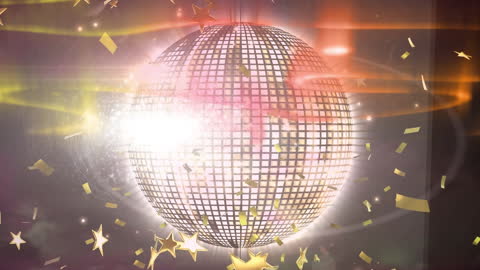 Shimmering Disco Ball Illumination with Stars and Confetti