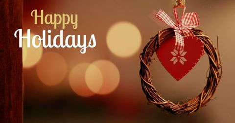 Festive Holiday Greeting Card with Christmas Wreath and Heart Ornament - Download Free Stock Images Pikwizard.com