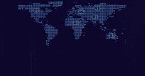 Digital World Map Displaying Global Network Hubs