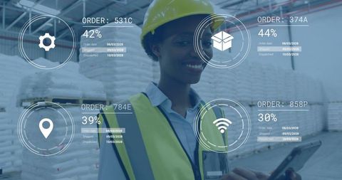 Warehouse Operative Managing Inventory Technology Interfaces