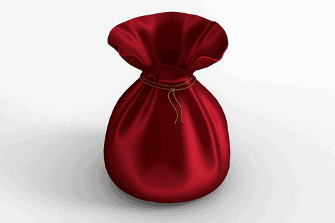 Transparent Red Sack with Gift Shape and Thin Gold Rope
